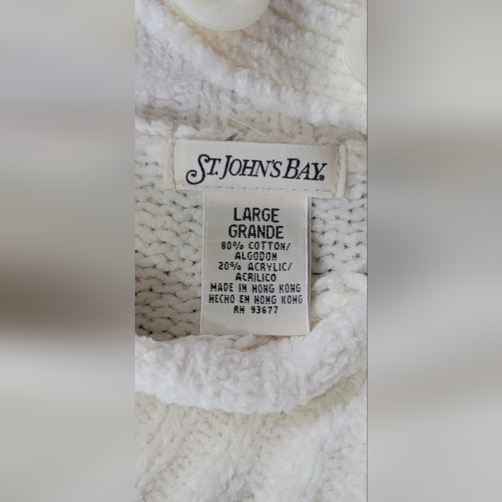 Vintage Y2K Turtleneck Sweater Women's L Eggshell Button Close Neck Cotton NWT - Picture 7 of 12